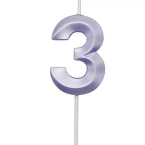 Vela Mini Design Lilás Candy Número 3 Silver Festas