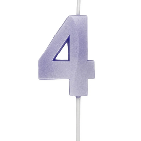 Vela Mini Design Lilás Candy Número 4 Silver Festas