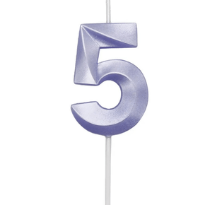 Vela Mini Design Lilás Candy Número 5 Silver Festas