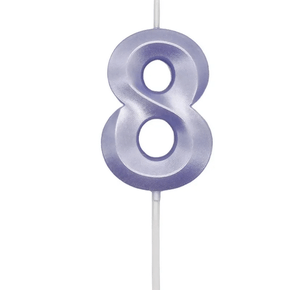 Vela Mini Design Lilás Candy Número 8 Silver Festas