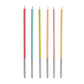 Vela Palito Grande Arco-Íris Glitter C/6 Unidades Silver Festas
