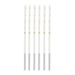 Vela Palito Grande Branca e Prata C/6 Unidades Silver Festas