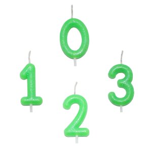 Vela Palito Verde Neon Número 0 Silver Festas