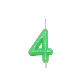 Vela Palito Verde Neon Número 4 Silver Festas