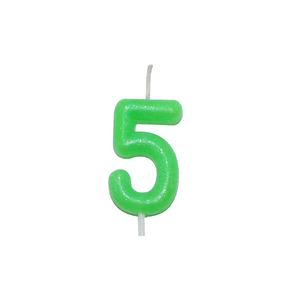 Vela Palito Verde Neon Número 5 Silver Festas