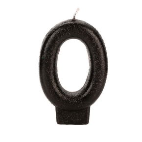 Vela Preta Pequena Número 0 Silver Festas