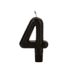 Vela Preta Pequena Número 4 Silver Festas