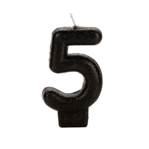 Vela Preta Pequena Número 5 Silver Festas