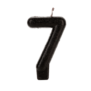 Vela Preta Pequena Número 7 Silver Festas