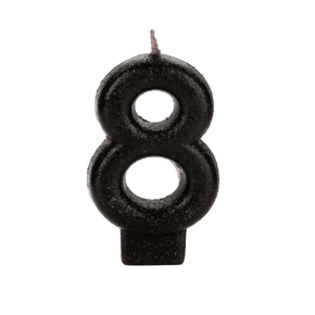 Vela Preta Pequena Número 8 Silver Festas