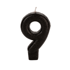 Vela Preta Pequena Número 9 Silver Festas