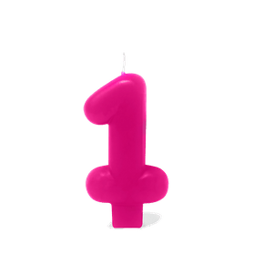 Vela Rosa Pequena Número 1 Silver Festas