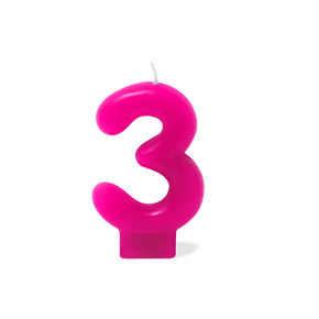 Vela Rosa Pequena Número 3 Silver Festas