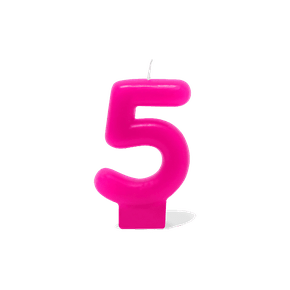 Vela Rosa Pequena Número 5 Silver Festas