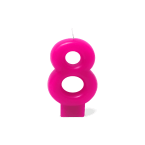 Vela Rosa Pequena Número 8 Silver Festas