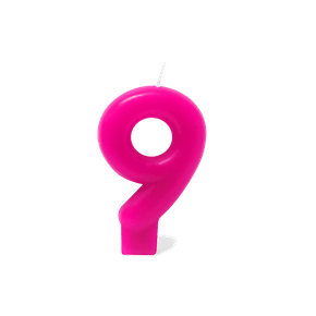 Vela Rosa Pequena Número 9 Silver Festas