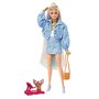 Boneca Barbie Extra Loira Jaqueta Azul Com Acessórios e Pet Mattel