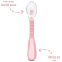 Colher De Silicone Rosa Flexível Com Ventosa Buba