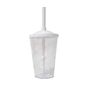 Copo Fest C/Tampa e Canudo Branco Transparente 400ml
