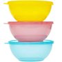 Kit 3 Potes Bowls Papinha C/Tampa Coloridos Buba