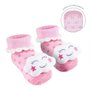 Meias Antiderrapante Com Chocalho Nuvem Rosa Buba