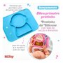 Prato Silicone Azul Infantil Com Divisória E Sucção Nuby Prato Silicone Azul Infantil Com Divisória E Sucção Nuby
