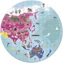 Maleta Quebra Cabeça Mapa Mundi Dupla Face 208 Peças Janod